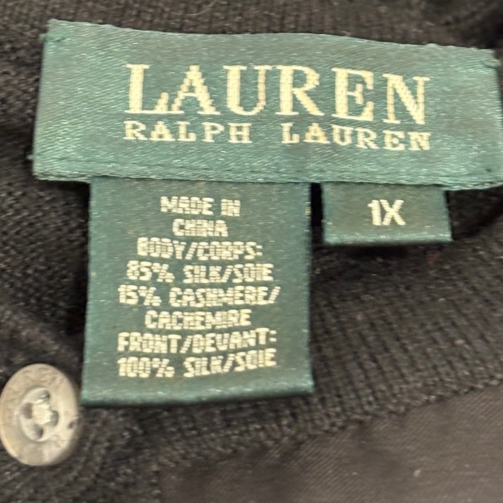 Ralph Lauren L-RL Silk Cashmere Equestrian Horse Bit Cardigan Black 1X Preppy - Picture 9 of 9